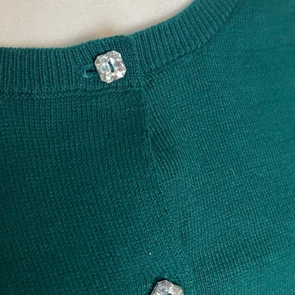 LOFT Green Cotton Jewel Button Cardigan – Size L - Picture 4 of 6